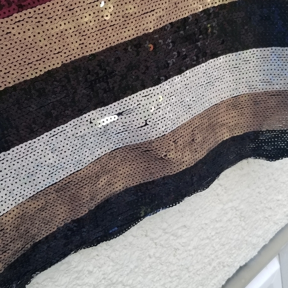 Ali & Jay striped sequin mini dress black gold silver purple medium - Picture 7 of 7